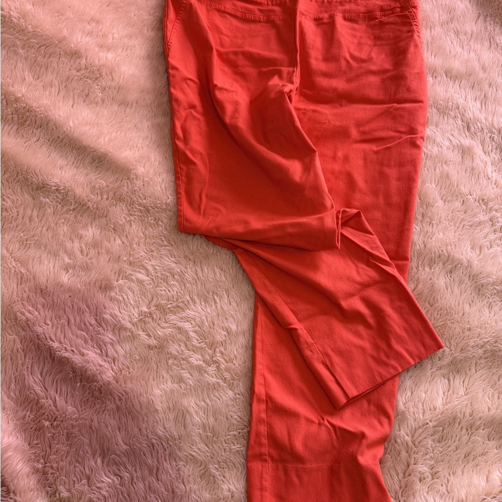 Dalia Coral Textured Ankle Pants 16W Plus Size Stretch Work Office Career Pants